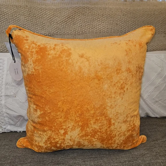 ONE - NWT Luxury Velvet Orange Oversized Throw Accent Pillow 24"x24"